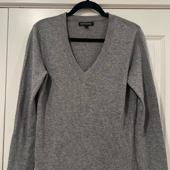 Banana Republic Women's Wool Cashmere Vneck Sweaterdress Grey Size Small - Picture 3 of 10